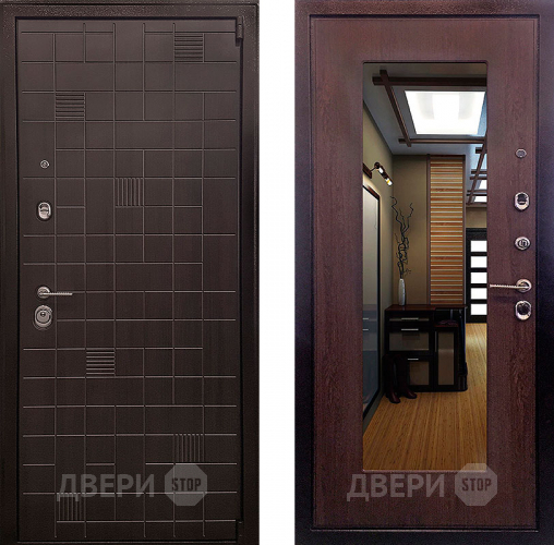 Входная металлическая Дверь Ратибор Силуэт зеркало 3К Венге капучино в Мытищах