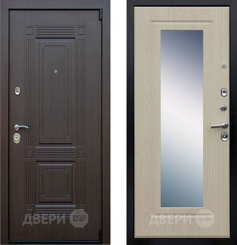 Входная металлическая Дверь АСД Викинг с зеркалом Белёный  дуб в Мытищах