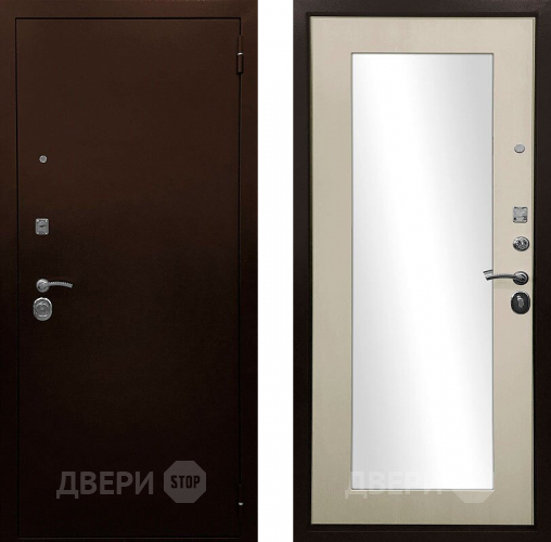 Входная металлическая Дверь Ратибор Оптима 3К зеркало Лиственница беж в Мытищах