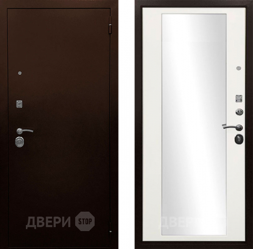 Входная металлическая Дверь Ратибор Рим 3К зеркало Белый матовый в Мытищах