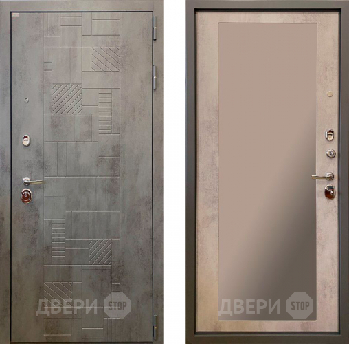 Дверь Ратибор Тетрис 3К с зеркалом Бетон светлый в Мытищах