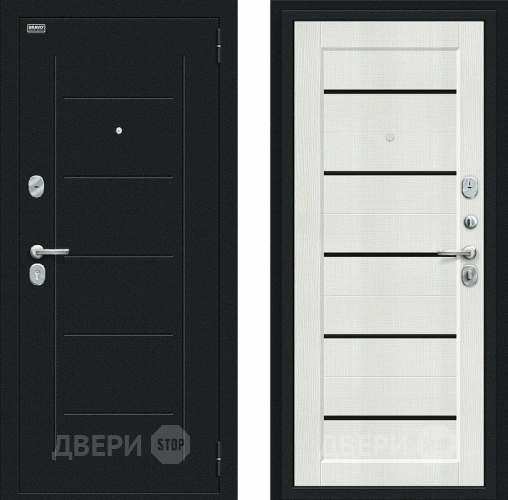 Входная металлическая Дверь Bravo Борн Букле черное/Bianco Veralinga в Мытищах