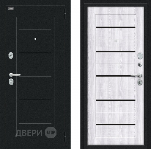 Входная металлическая Дверь Bravo Борн Букле черное/Riviera Ice в Мытищах