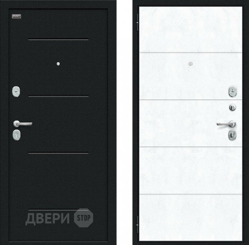 Входная металлическая Дверь внутреннего открывания Bravo Граффити-1 Инсайд Букле черное/Snow Art в Мытищах