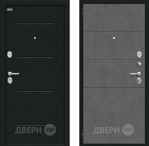 Дверь внутреннего открывания Bravo Граффити-1 Инсайд Букле черное/Slate Art в Мытищах