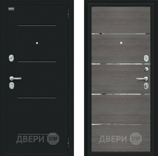 Дверь Bravo Лайн Букле черное/Grey Veralinga в Мытищах
