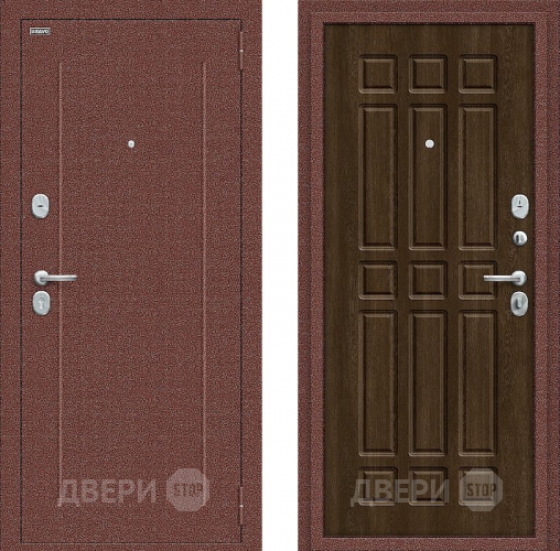 Входная металлическая Дверь Bravo Любо Мини Антик медный/Dark Barnwood в Мытищах