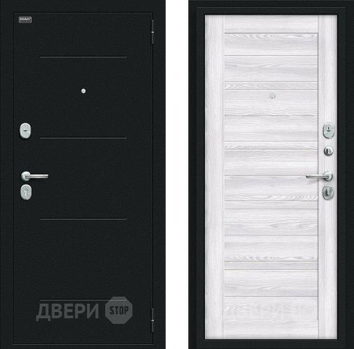 Входная металлическая Дверь Bravo Сити Kale Букле черное/Riviera Ice в Мытищах