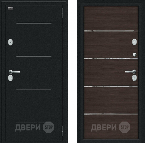 Дверь Bravo Thermo Лайн Букле черное/Wenge Veralinga в Мытищах