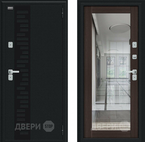 Входная металлическая Дверь Bravo Thermo Флэш Декор Букле черное/Wenge Veralinga в Мытищах