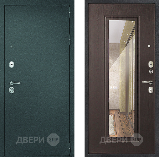 Входная металлическая Дверь Дверной Континент Рубикон Серебро Зеркало Венге в Мытищах