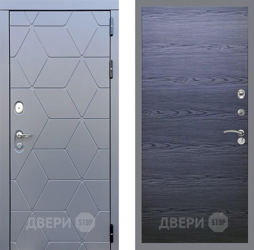 Входная металлическая Дверь Стоп КОСМО Гладкая Дуб тангенальный черный в Мытищах