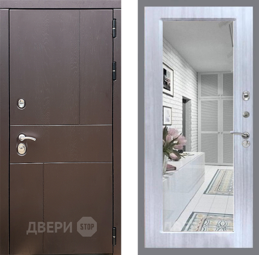 Входная металлическая Дверь Стоп УРБАН Зеркало Сандал белый в Мытищах