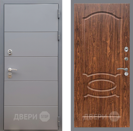 Входная металлическая Дверь Стоп АРТ ГРАФИТ ФЛ-128 орех тисненый в Мытищах