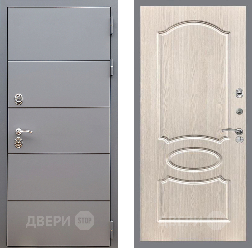 Входная металлическая Дверь Стоп АРТ ГРАФИТ ФЛ-128 Беленый дуб в Мытищах