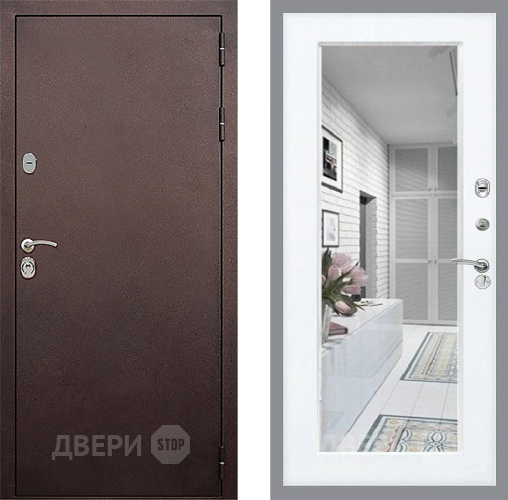 Входная металлическая Дверь Стоп КЛАССИК Медь Зеркало Силк Сноу в Мытищах