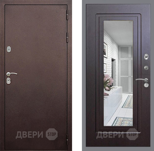 Входная металлическая Дверь Стоп КЛАССИК Медь Зеркало ФЛ-120 Венге в Мытищах