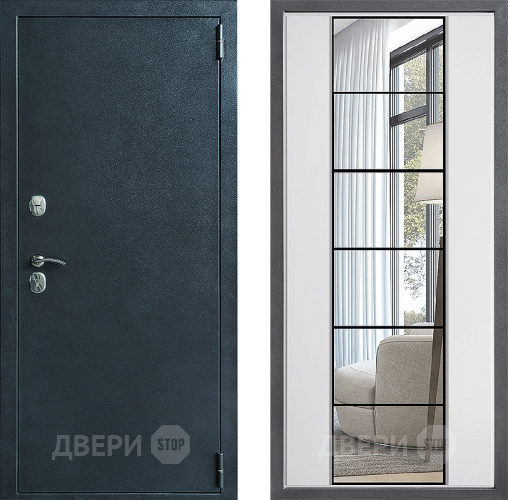 Входная металлическая Дверь Дверной континент ДК-70 Дизайн ФЛЗ-2 Зеркало Белый софт в Мытищах
