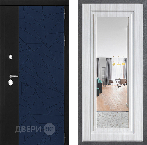 Входная металлическая Дверь Дверной континент ДК-9 ФЛЗ Зеркало Сандал белый в Мытищах