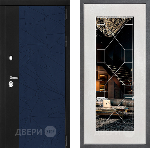Входная металлическая Дверь Дверной континент ДК-9 ФЛ-Тиффани Зеркало Белое дерево в Мытищах