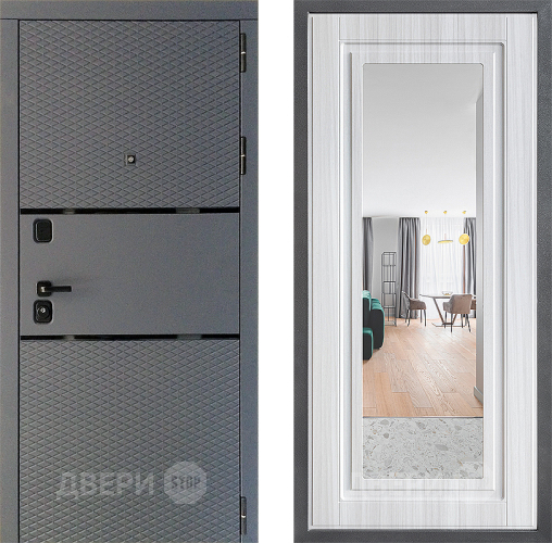 Дверь Дверной континент Диамант Дизайн ФЛЗ Зеркало Сандал белый в Мытищах