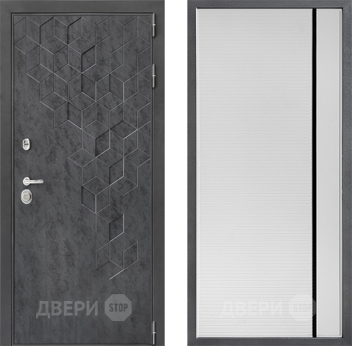 Входная металлическая Дверь Дверной континент ДК-3/713 ФЛ-757 Черное Стекло Софт милк в Мытищах