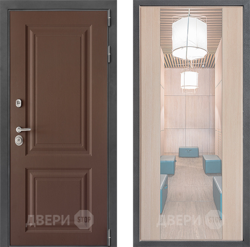 Входная металлическая Дверь Дверной континент ДК-3/729 ФЛЗ-1 Зеркало Капучино в Мытищах