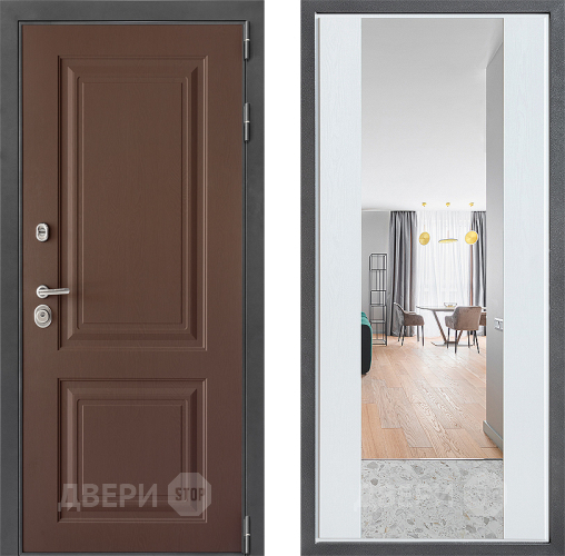 Дверь Дверной континент ДК-3/729 ФЛЗ-1 Зеркало Белое дерево в Мытищах