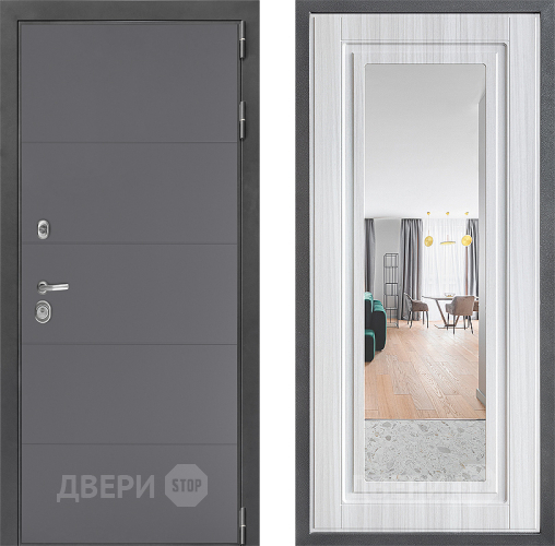 Входная металлическая Дверь Дверной континент ДК-3/649 ФЛЗ Зеркало Сандал белый в Мытищах