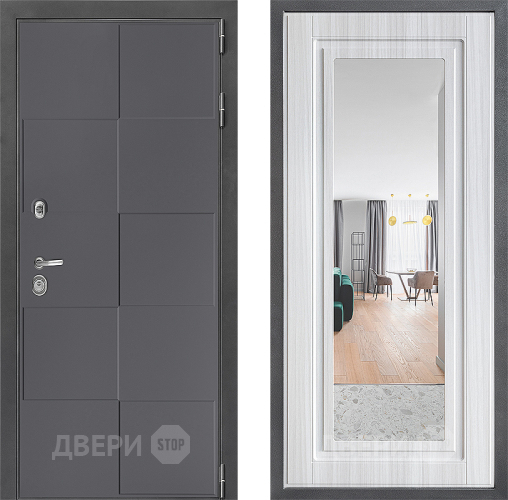 Входная металлическая Дверь Дверной континент ДК-3/606 ФЛЗ Зеркало Сандал белый в Мытищах