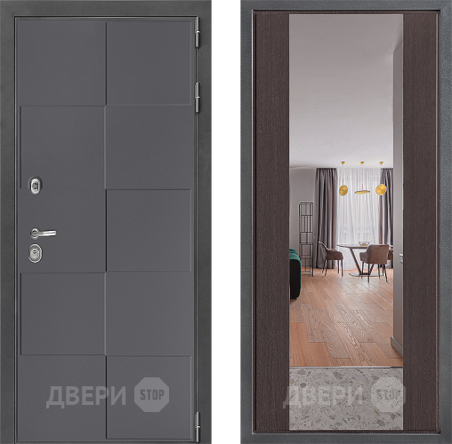 Входная металлическая Дверь Дверной континент ДК-3/606 ФЛЗ-1 Зеркало Венге в Мытищах
