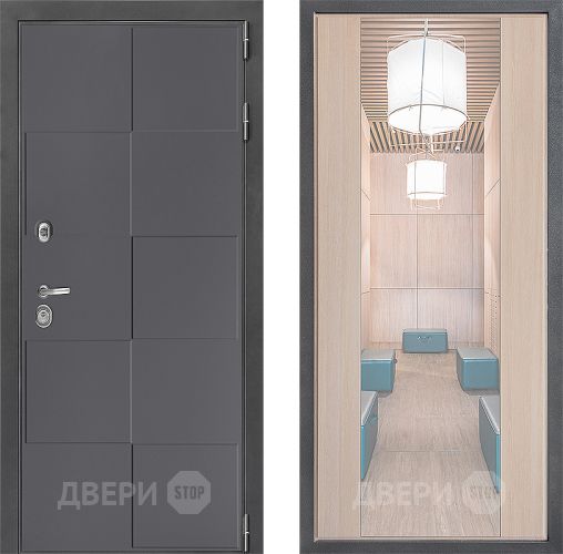 Входная металлическая Дверь Дверной континент ДК-3/606 ФЛЗ-1 Зеркало Капучино в Мытищах