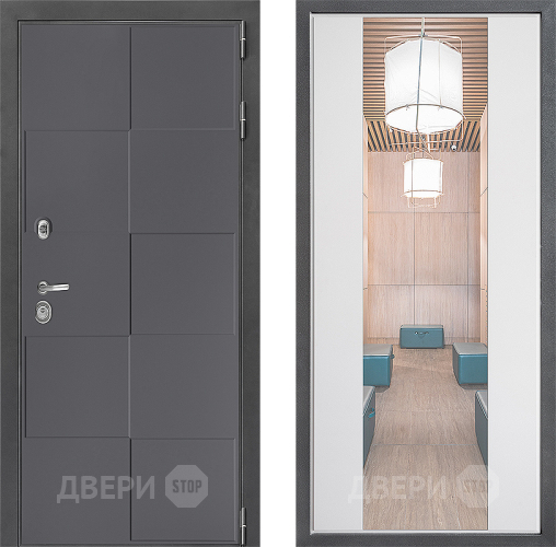 Входная металлическая Дверь Дверной континент ДК-3/606 ФЛЗ-1 Зеркало Белый софт в Мытищах