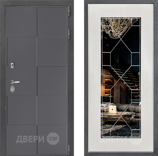 Дверь Дверной континент ДК-3/606 ФЛ-Тиффани Зеркало Белое дерево в Мытищах