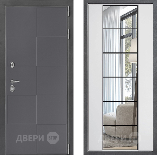 Входная металлическая Дверь Дверной континент ДК-3/606 ФЛЗ-2 Зеркало Белый софт в Мытищах