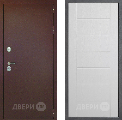 Дверь Дверной континент Рубикон Медь Дизайн ФЛ-Лайн Белое дерево в Мытищах