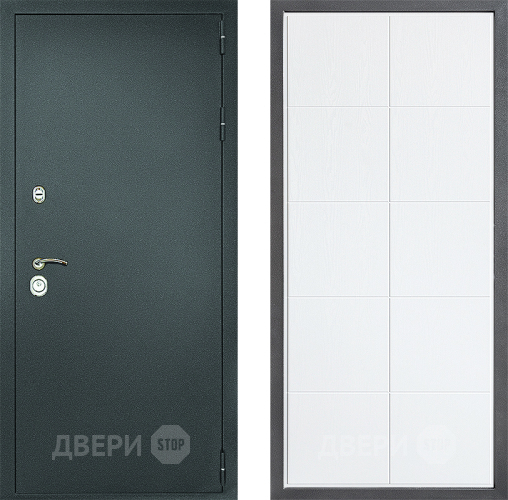 Входная металлическая Дверь Дверной континент Рубикон Серебро Дизайн ФЛ-Кватро Белое дерево в Мытищах
