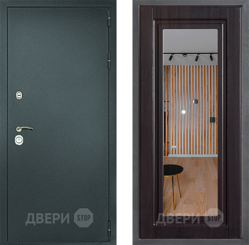 Дверь Дверной континент Рубикон Серебро Дизайн ФЛЗ Зеркало Венге в Мытищах