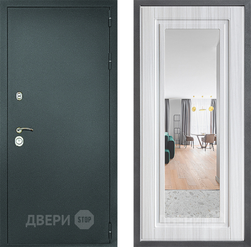 Входная металлическая Дверь Дверной континент Рубикон Серебро Дизайн ФЛЗ Зеркало Сандал белый в Мытищах