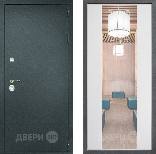 Дверь Дверной континент Рубикон Серебро Дизайн ФЛЗ-1 Зеркало Белый софт в Мытищах