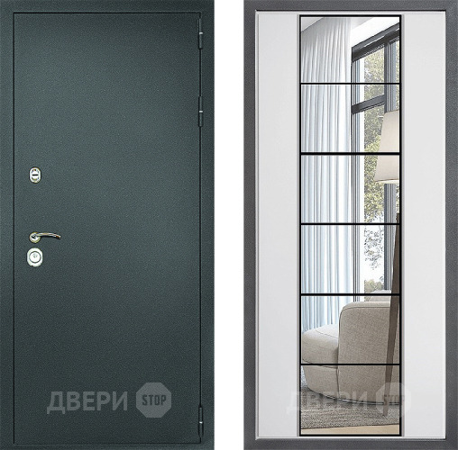 Дверь Дверной континент Рубикон Серебро Дизайн ФЛЗ-2 Зеркало Белый софт в Мытищах