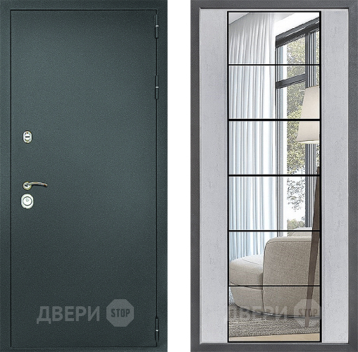 Входная металлическая Дверь Дверной континент Рубикон Серебро Дизайн ФЛЗ-2 Зеркало Бетон светлый в Мытищах