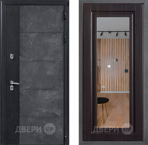 Входная металлическая Дверь Дверной континент ДК-15 Бетон ТЕРМО ФЛЗ Зеркало Венге в Мытищах