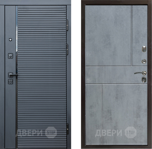 Входная металлическая Дверь Престиж Черная Линия Горизонт Бетон темный в Мытищах