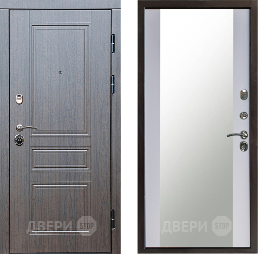 Входная металлическая Дверь Престиж Классика Венге Зеркало Белый софт в Мытищах