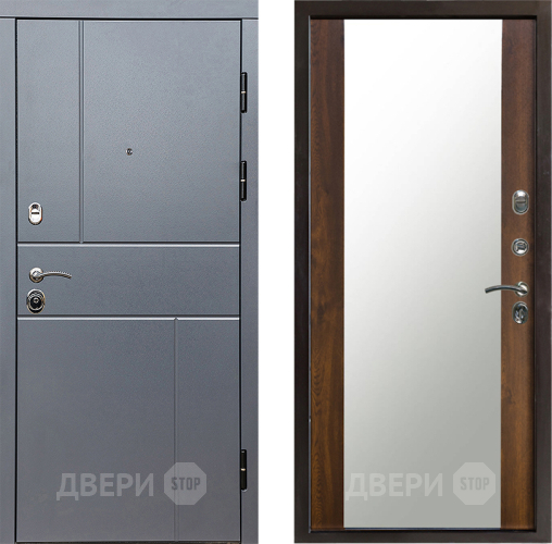 Входная металлическая Дверь Престиж Горизонт Грэй Зеркало Дуб в Мытищах
