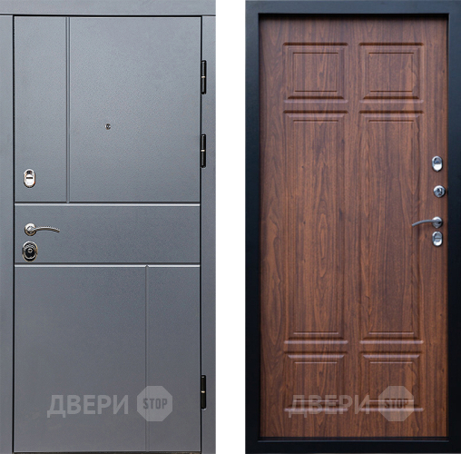Входная металлическая Дверь Престиж Горизонт Грэй Премиум Орех темный в Мытищах