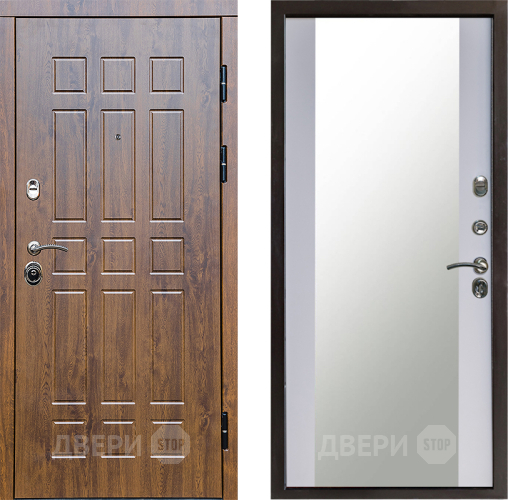 Входная металлическая Дверь Престиж Стандарт Зеркало Белый софт в Мытищах
