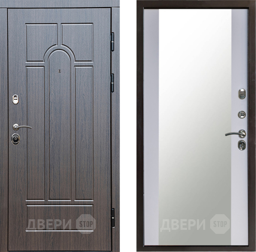 Входная металлическая Дверь Престиж Арка Зеркало Белый софт в Мытищах