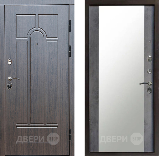 Входная металлическая Дверь Престиж Арка Зеркало Бетон темный в Мытищах
